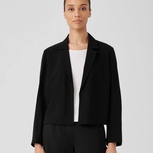 EILEEN FISHER Silk Georgette Black Crepe Blazer Medium